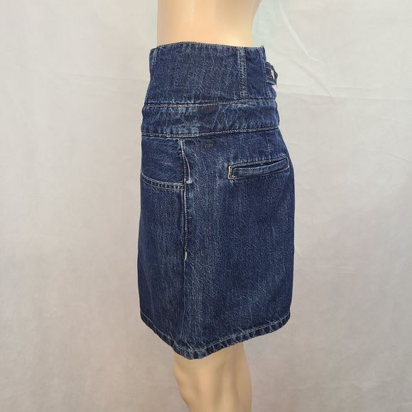 New RE/DONE Corset Mini Skirt in Indigo Flow Denim Womens (26) Small Defect-$285 - Picture 7 of 11